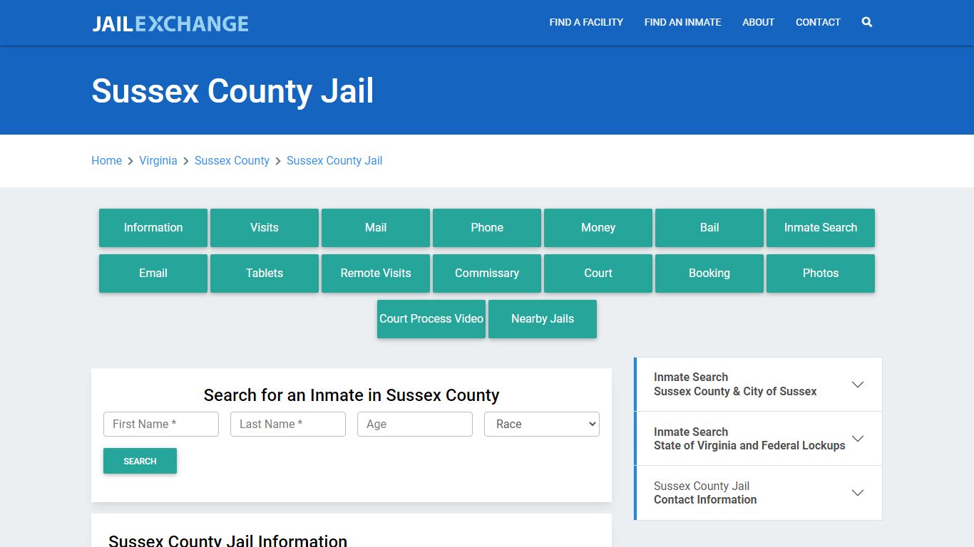 Sussex County Jail Roster Lookup, VA, Inmate Search